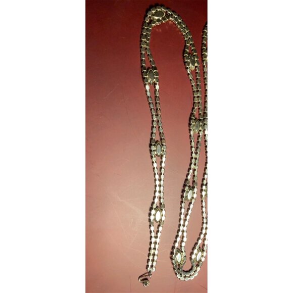 Belt White Rhinestones Double Strand Necklace 1950s Vintage Art Deco Rhinestone - Picture 11 of 12